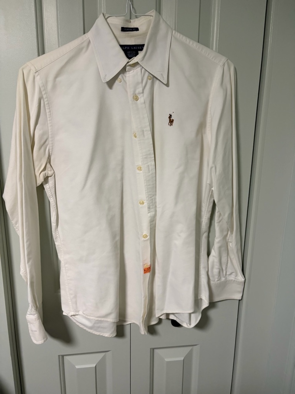 Ralph Lauren Cream Button-Down Dress Shirt with Pony Logo